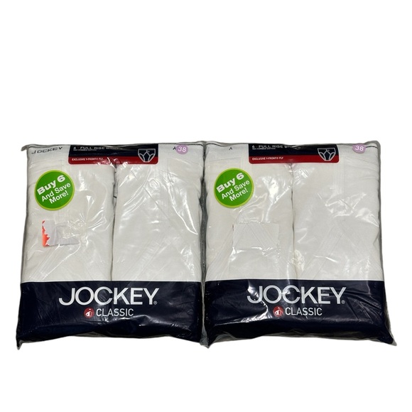 2 Pkg Men’s Vintage Jockey 38 Brief White 2006 Y Front Fly Style 9017 Full Rise - Picture 3 of 8